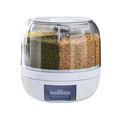 Dispensador de alimentos giratorio de 360° con 6 rejillas